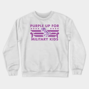 Purple Up For Military Kids Military Child Month dinosaur Crewneck Sweatshirt